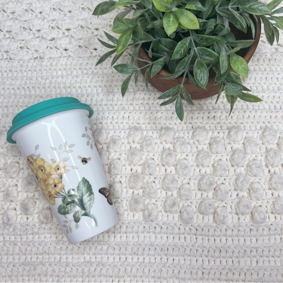 LENOX AMERICAN BY DESIGN Butterfly Meadow Ceramic Tumbler Decorative Travel Mug - Picture 5 of 14
